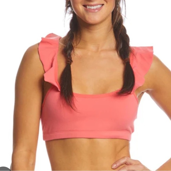 Beyond Yoga Other - Beyond Yoga Ruffle Frill Seeker Sports Bra Pink Coral Women’s Small